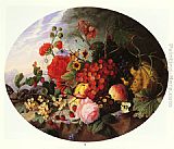Still Life With Fruit and Flowers on a Rocky Ledge by Virginie de Sartorius